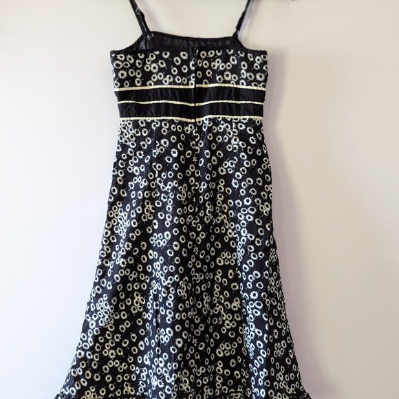 Y2K Black & White Floral Midi Dress Spaghetti Strap Whimsygoth Cottage Size 5 - Picture 10 of 10